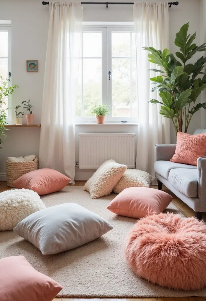 26 Floor Pillow Ideas for Living Rooms: Cozy and Functional Decor 18 26 Floor Pillow Ideas for Living Rooms: Cozy and Functional Decor - 18. Soft and Squishy
