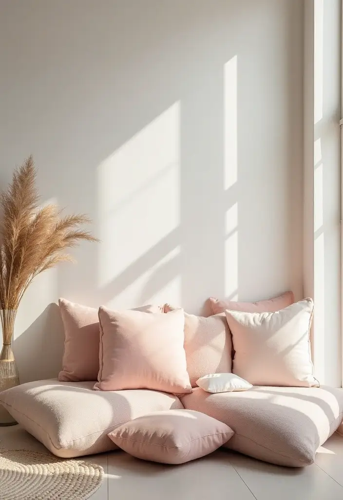 26 Floor Pillow Ideas for Living Rooms: Cozy and Functional Decor 26 26 Floor Pillow Ideas for Living Rooms: Cozy and Functional Decor - 26. Soft Pastels