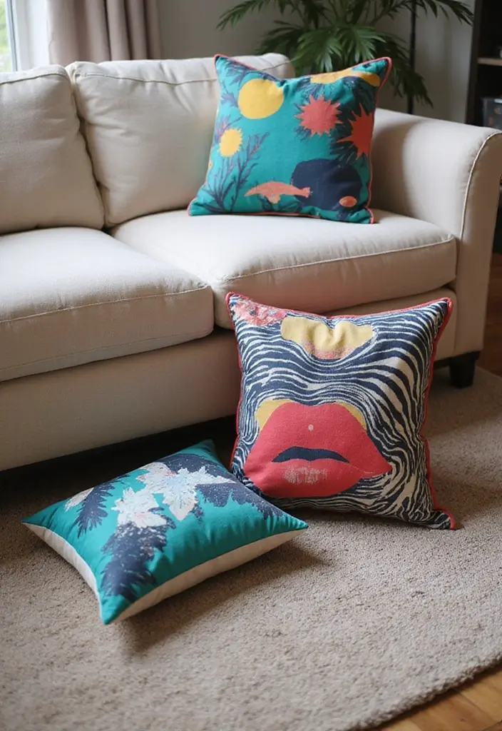 26 Floor Pillow Ideas for Living Rooms: Cozy and Functional Decor 7 26 Floor Pillow Ideas for Living Rooms: Cozy and Functional Decor - 7. Artistic Flair