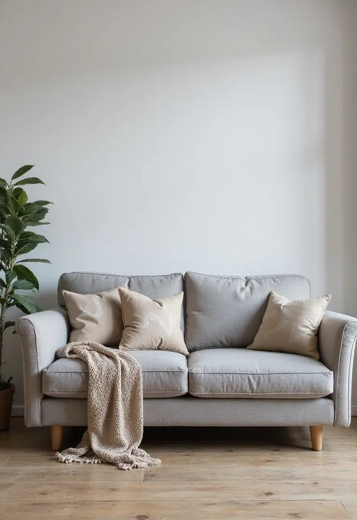26 Grey Couch with Beige Pillows That Feel Perfectly Balanced 1 26 Grey Couch with Beige Pillows That Feel Perfectly Balanced - 1. Sleek Lines and Simple Elegance