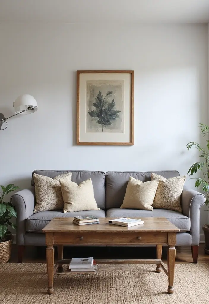 26 Grey Couch with Beige Pillows That Feel Perfectly Balanced 10 26 Grey Couch with Beige Pillows That Feel Perfectly Balanced - 10. Incorporating Vintage Finds