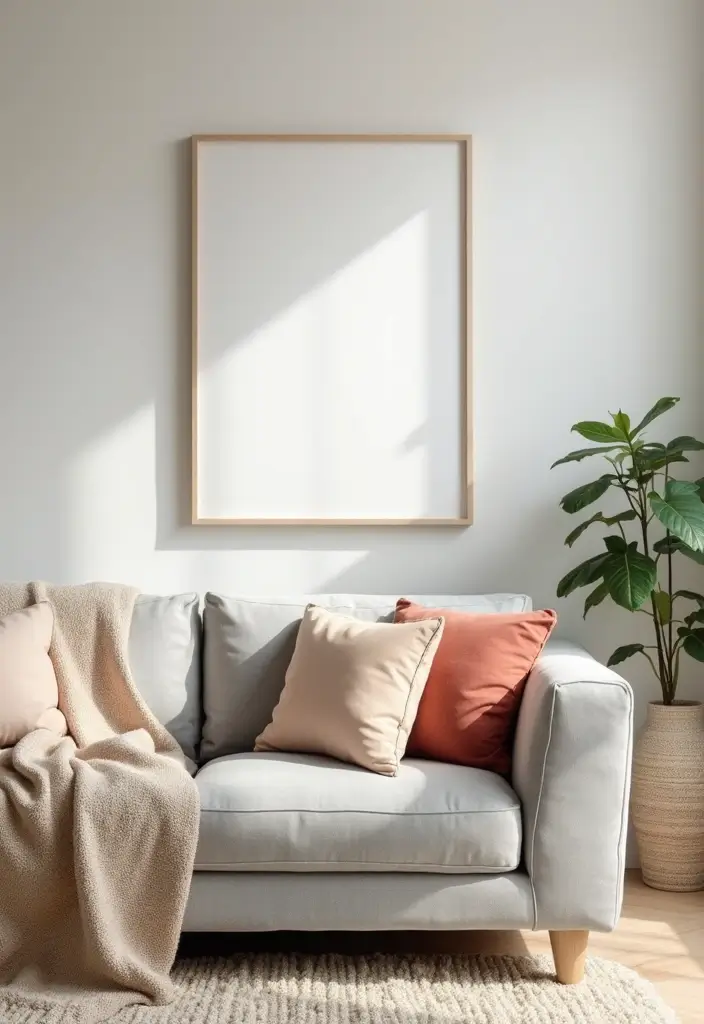 26 Grey Couch with Beige Pillows That Feel Perfectly Balanced 4 26 Grey Couch with Beige Pillows That Feel Perfectly Balanced - 4. Minimalist Style with a Touch of Color