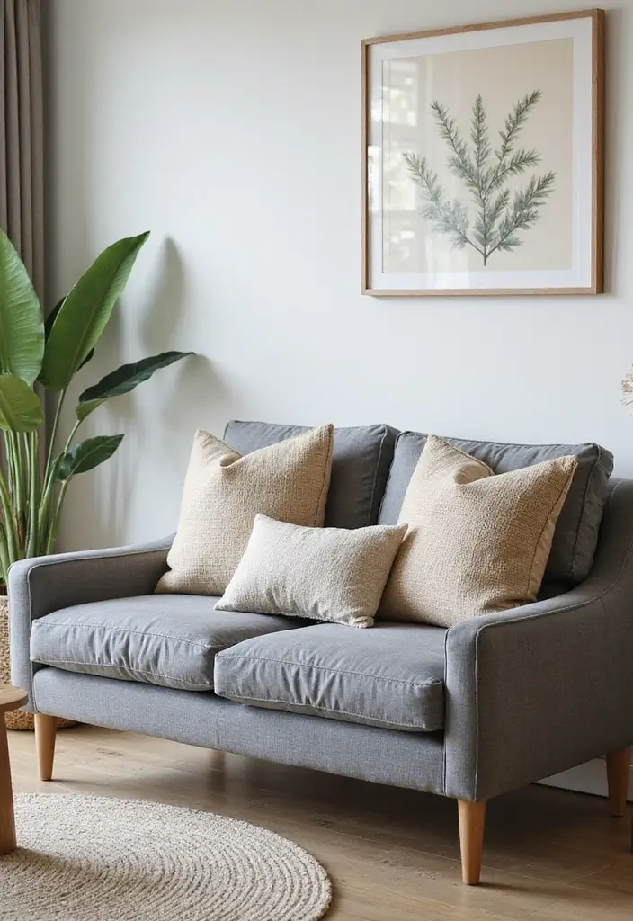 26 Grey Sofa with Pillows Ideas: Neutral Yet Never Boring 13 26 Grey Sofa with Pillows Ideas: Neutral Yet Never Boring - 13. Eco-Friendly Choices