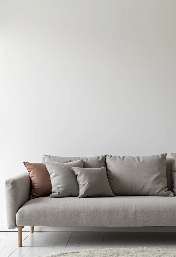 26 Grey Sofa with Pillows Ideas: Neutral Yet Never Boring 21 26 Grey Sofa with Pillows Ideas: Neutral Yet Never Boring - 21. Elegant Minimalism