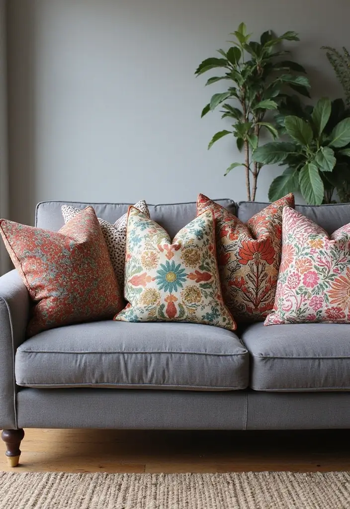 26 Grey Sofa with Pillows Ideas: Neutral Yet Never Boring 25 26 Grey Sofa with Pillows Ideas: Neutral Yet Never Boring - 25. Layered Textures and Patterns