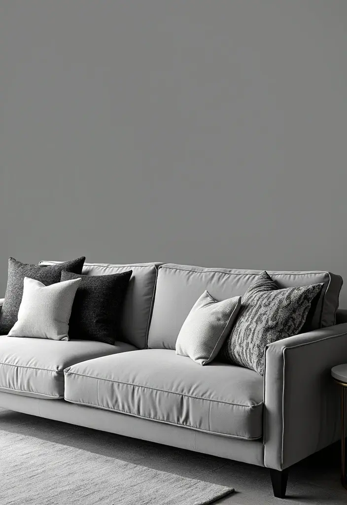 26 Grey Sofa with Pillows Ideas: Neutral Yet Never Boring 7 26 Grey Sofa with Pillows Ideas: Neutral Yet Never Boring - 7. Monochrome Patterns