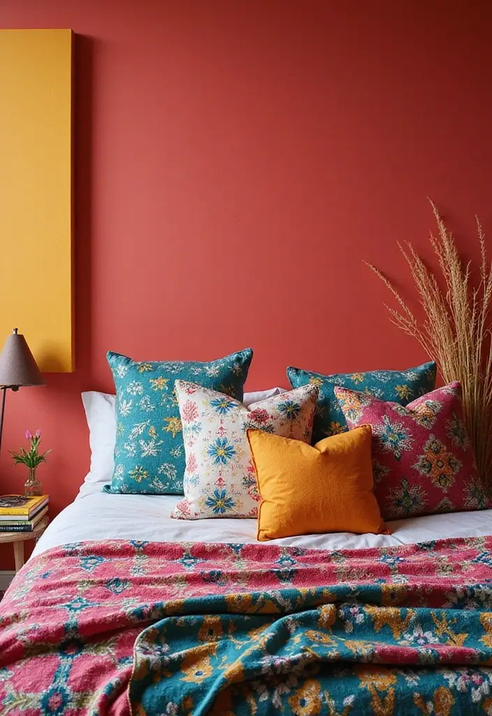 26 Throw Blanket and Pillow Ideas for Beds You’ll Love 10 26 Throw Blanket and Pillow Ideas for Beds You’ll Love - 10. Fun Pop of Color