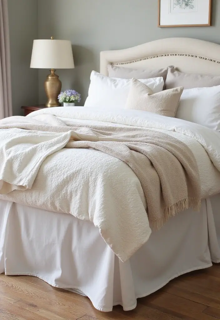 26 Throw Blanket and Pillow Ideas for Beds You’ll Love 26 26 Throw Blanket and Pillow Ideas for Beds You’ll Love - 26. Layered Bed Skirts and Throws