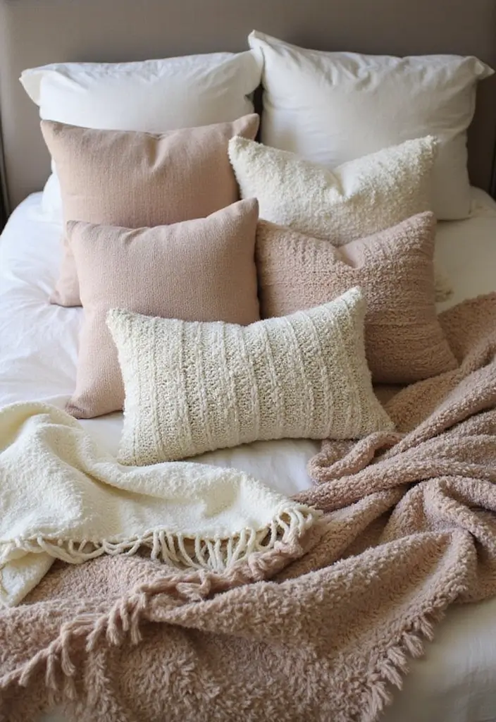 26 Throw Blanket and Pillow Ideas for Beds You’ll Love 7 26 Throw Blanket and Pillow Ideas for Beds You’ll Love - 7. Cozy Layering with Throws and Pillows