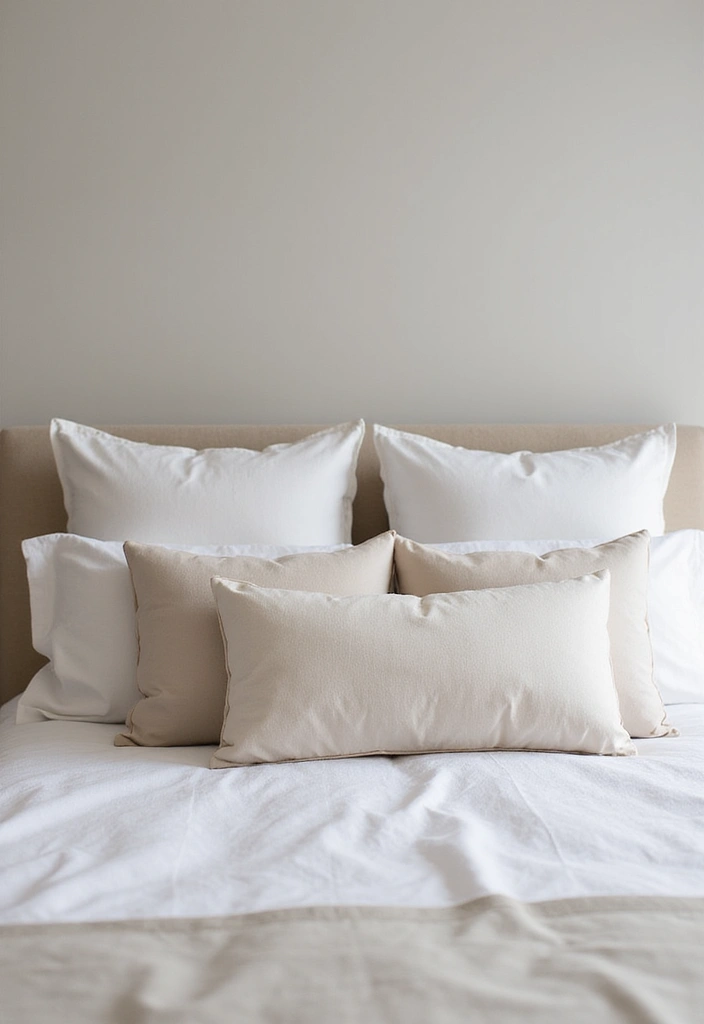 26 Throw Blanket and Pillow Ideas for Beds You’ll Love 8 26 Throw Blanket and Pillow Ideas for Beds You’ll Love - 8. Soft Neutral Pillows
