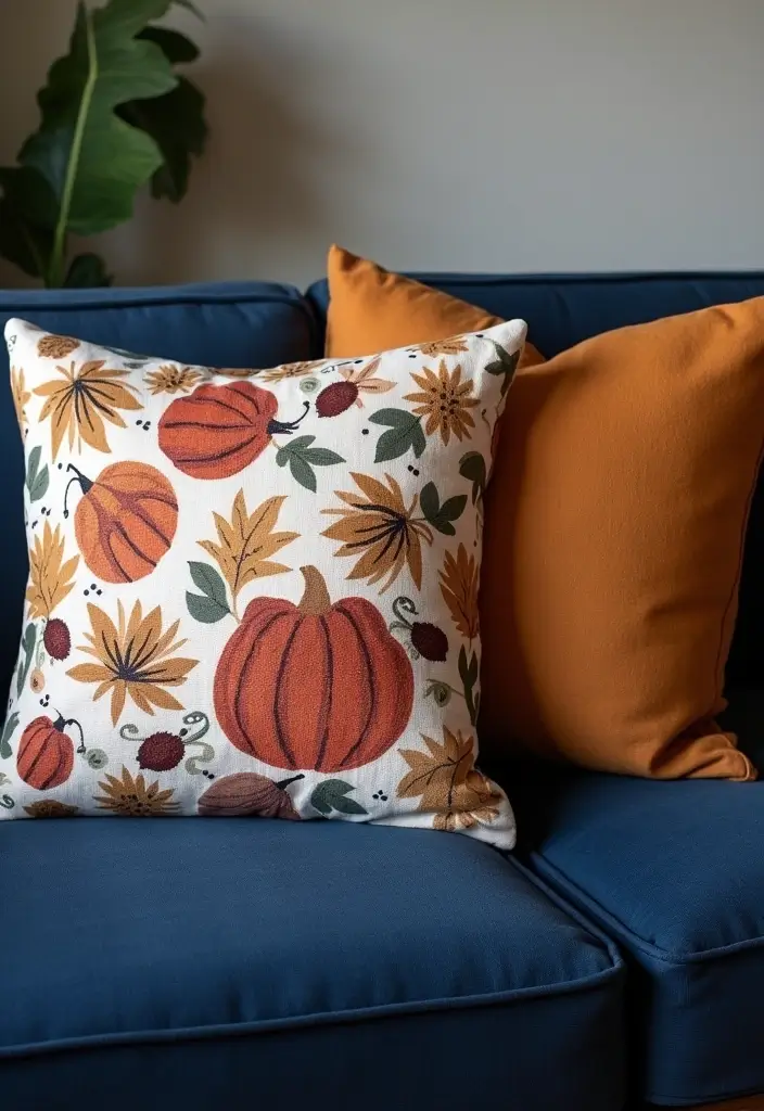 26 Throw Pillows for a Navy Blue Couch That Instantly Elevate Your Space 21 26 Throw Pillows for a Navy Blue Couch That Instantly Elevate Your Space - 21. Seasonal Themes