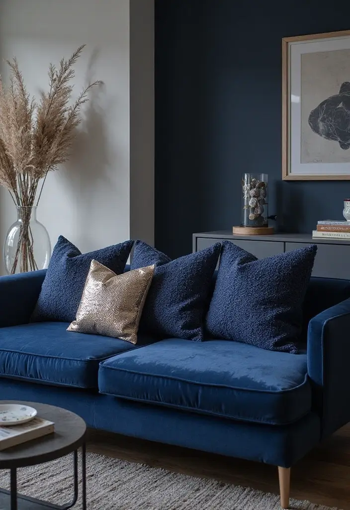 26 Throw Pillows for a Navy Blue Couch That Instantly Elevate Your Space 22 26 Throw Pillows for a Navy Blue Couch That Instantly Elevate Your Space - 22. Statement Textures