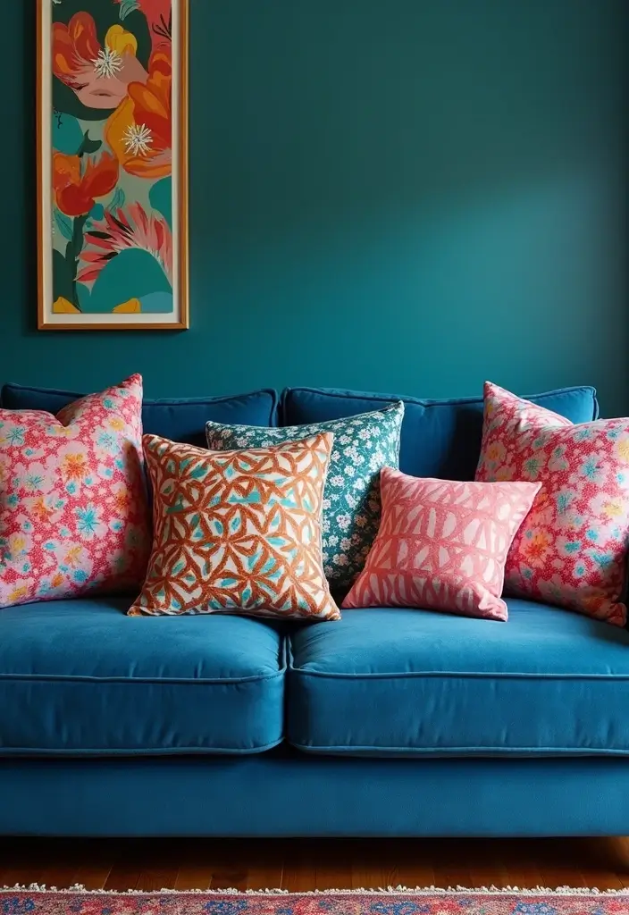 26 Throw Pillows for a Navy Blue Couch That Instantly Elevate Your Space 26 26 Throw Pillows for a Navy Blue Couch That Instantly Elevate Your Space - 26. Multi-color Options