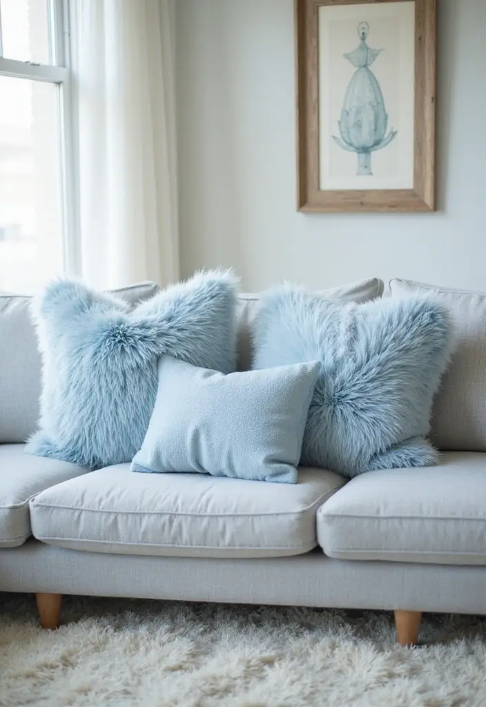 27 Blue Sofa Pillow Ideas That Bring Coastal Calm Energy 19 27 Blue Sofa Pillow Ideas That Bring Coastal Calm Energy - 19. Cozy Faux Fur Options