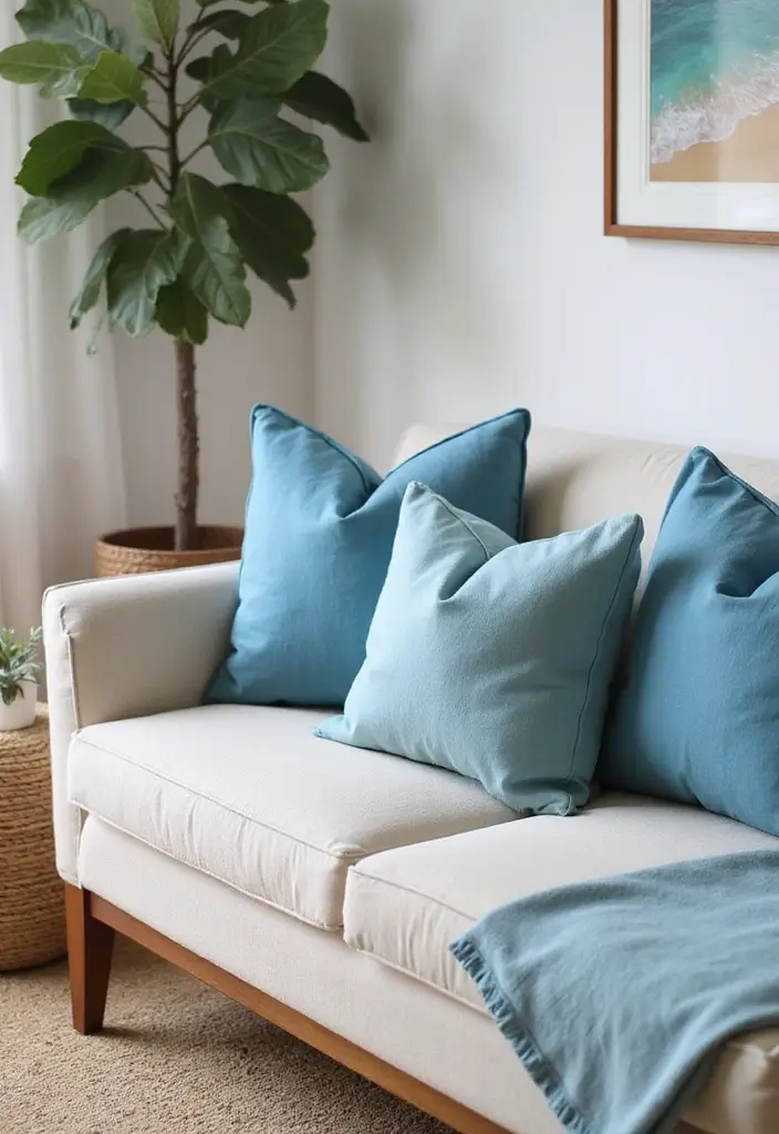 27 Blue Sofa Pillow Ideas That Bring Coastal Calm Energy 21 27 Blue Sofa Pillow Ideas That Bring Coastal Calm Energy - 21. Eco-Friendly Materials