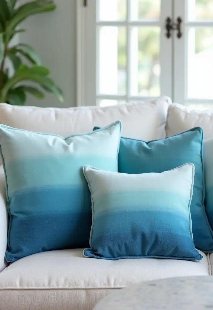 27 Blue Sofa Pillow Ideas That Bring Coastal Calm Energy 6 27 Blue Sofa Pillow Ideas That Bring Coastal Calm Energy - 6. Ombre Effects for Depth