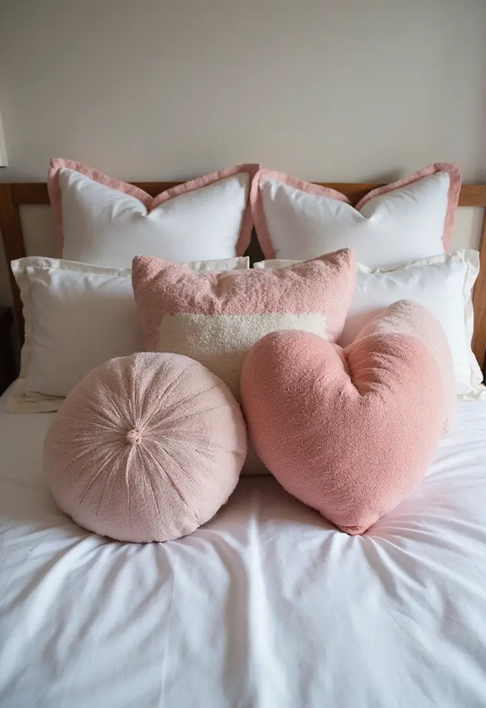 27 Decorative Pillows on Beds That Create a Luxe Look 11 27 Decorative Pillows on Beds That Create a Luxe Look - 11. Artistic Shapes
