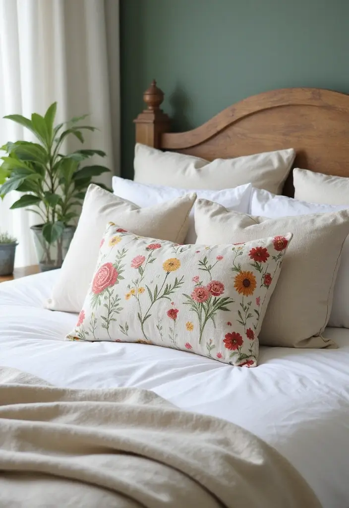 27 Decorative Pillows on Beds That Create a Luxe Look 12 27 Decorative Pillows on Beds That Create a Luxe Look - 12. Outdoor-Inspired