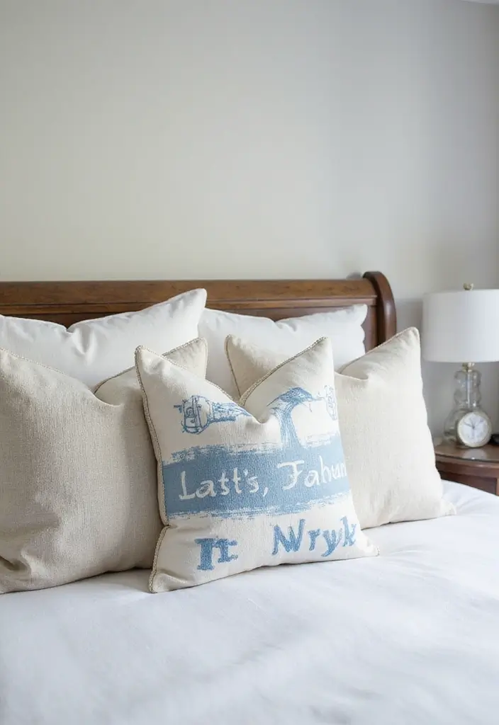 27 Decorative Pillows on Beds That Create a Luxe Look 21 27 Decorative Pillows on Beds That Create a Luxe Look - 21. Beachy Textures