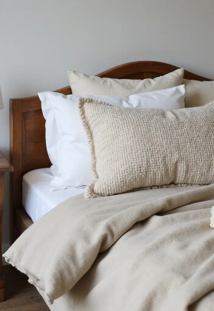 27 Decorative Pillows on Beds That Create a Luxe Look 4 27 Decorative Pillows on Beds That Create a Luxe Look - 4. Textured Layers