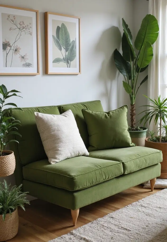 27 Pillows for a Green Couch That Balance Bold and Neutral Tones 16 27 Pillows for a Green Couch That Balance Bold and Neutral Tones - 16. Sustainable Fabrics for Eco-Friendly Living