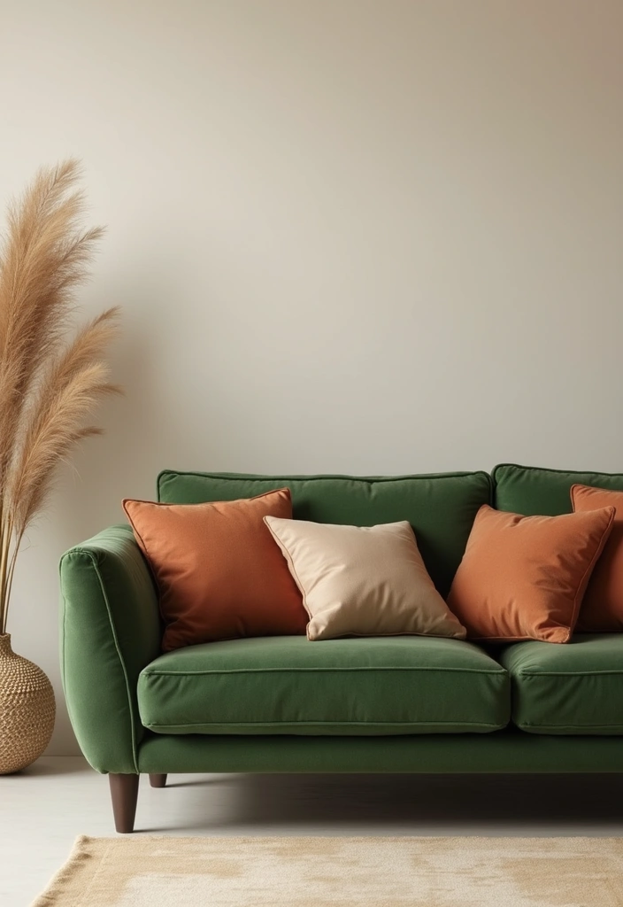 27 Pillows for a Green Couch That Balance Bold and Neutral Tones 3 27 Pillows for a Green Couch That Balance Bold and Neutral Tones - 3. Earthy Tones to Ground Your Space
