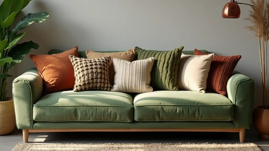 27 Pillows for a Green Couch That Balance Bold and Neutral Tones