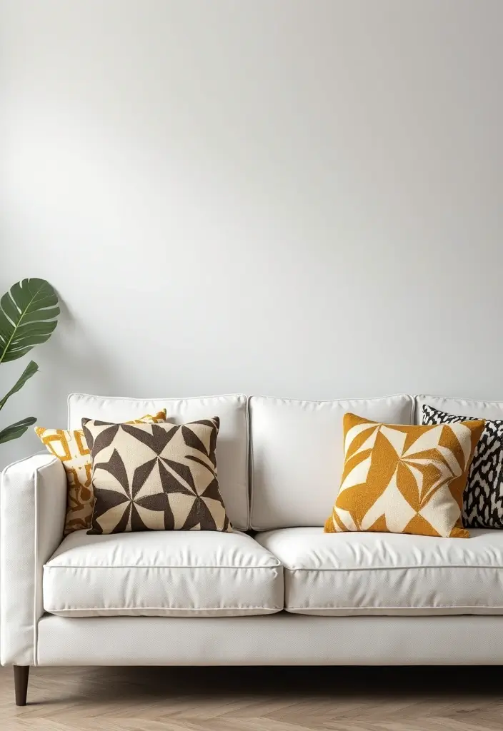 27 Pillows for a White Couch That Bring Warmth and Style 15 27 Pillows for a White Couch That Bring Warmth and Style - 15. Geometric Shapes