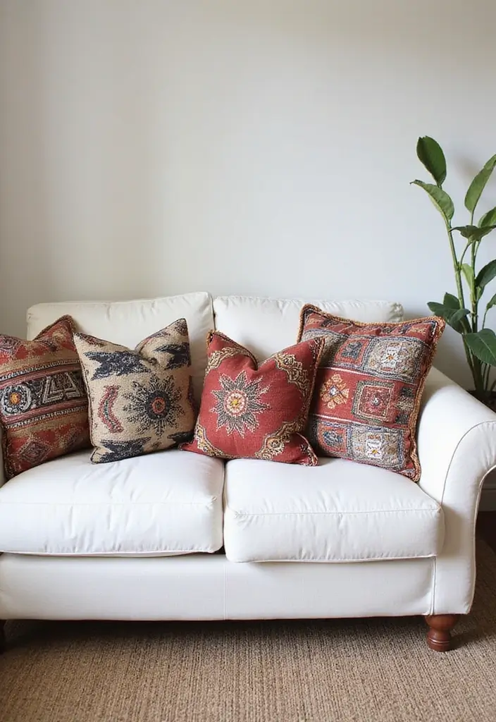 27 Pillows for a White Couch That Bring Warmth and Style 16 27 Pillows for a White Couch That Bring Warmth and Style - 16. Cultural Influences
