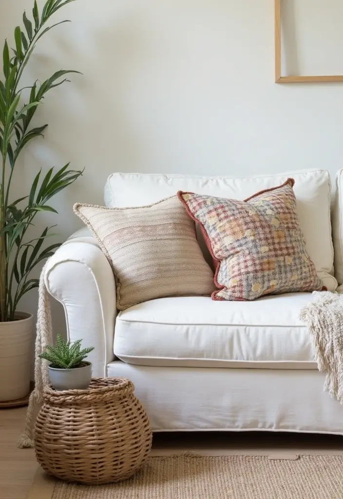 27 Pillows for a White Couch That Bring Warmth and Style 21 27 Pillows for a White Couch That Bring Warmth and Style - 21. Vintage Textiles