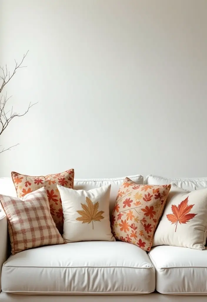 27 Pillows for a White Couch That Bring Warmth and Style 23 27 Pillows for a White Couch That Bring Warmth and Style - 23. Seasonal Patterns