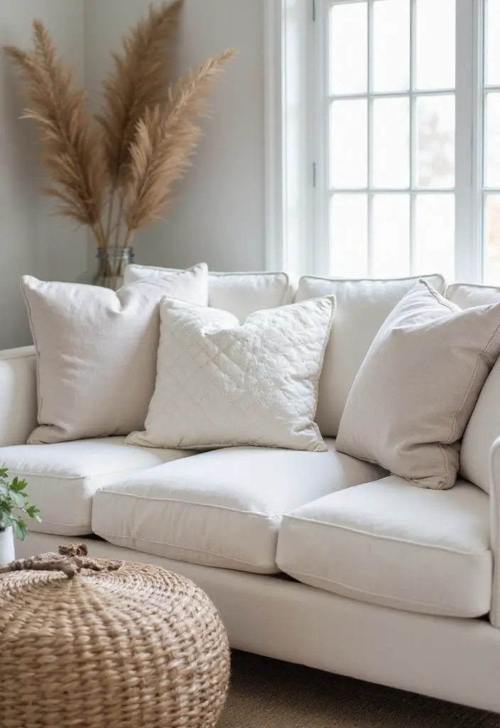 27 Pillows for a White Couch That Bring Warmth and Style 24 27 Pillows for a White Couch That Bring Warmth and Style - 24. Quilted Pillows