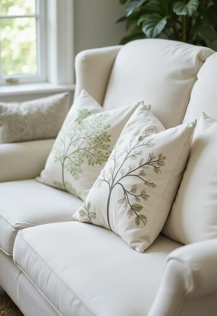 27 Pillows for a White Couch That Bring Warmth and Style 6 27 Pillows for a White Couch That Bring Warmth and Style - 6. Nature-Inspired Designs