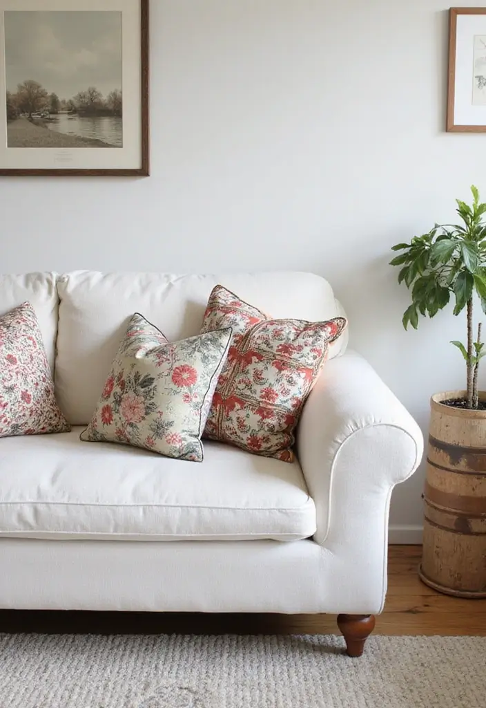 27 Pillows for a White Couch That Bring Warmth and Style 7 27 Pillows for a White Couch That Bring Warmth and Style - 7. Vintage Vibes