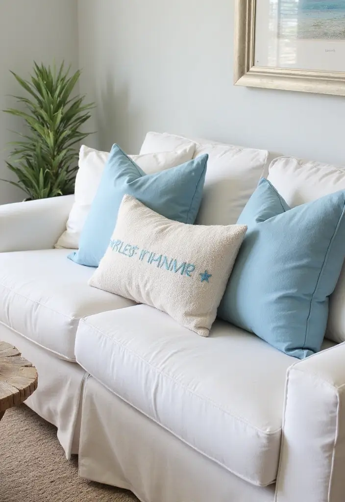 27 Pillows for a White Couch That Bring Warmth and Style 8 27 Pillows for a White Couch That Bring Warmth and Style - 8. Coastal Cool