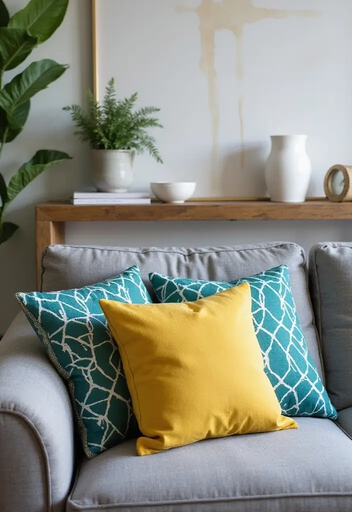 27 Pillows on Gray Couches That Always Look Stylish 1 27 Pillows on Gray Couches That Always Look Stylish - 1. Bold Geometric Patterns