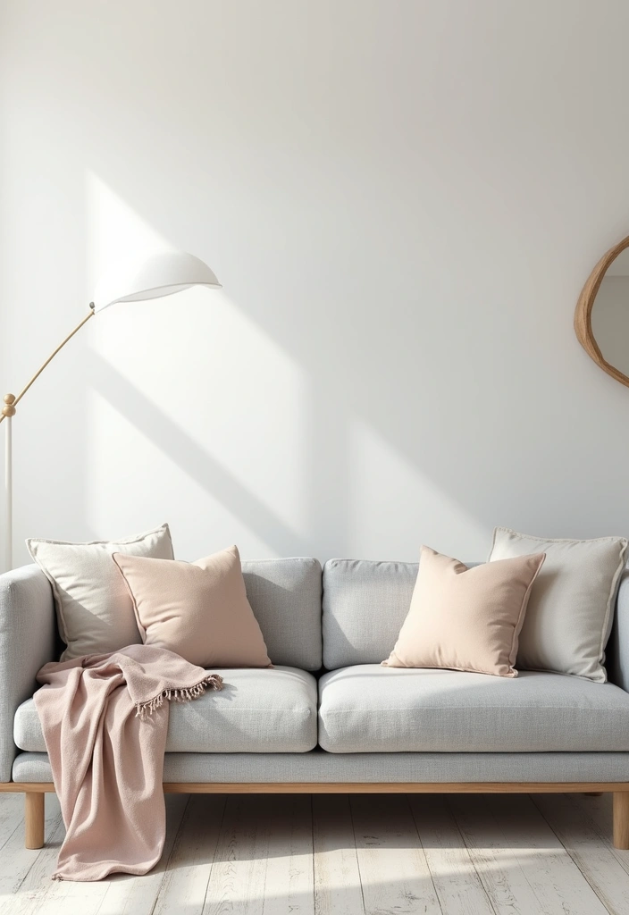 27 Pillows on Gray Couches That Always Look Stylish 11 27 Pillows on Gray Couches That Always Look Stylish - 11. Soft Pastels for a Gentle Touch