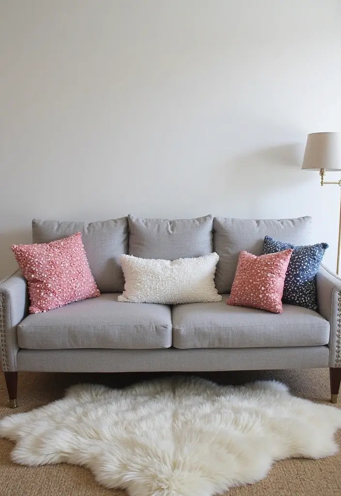27 Pillows on Gray Couches That Always Look Stylish 17 27 Pillows on Gray Couches That Always Look Stylish - 17. Whimsical Pom-Poms