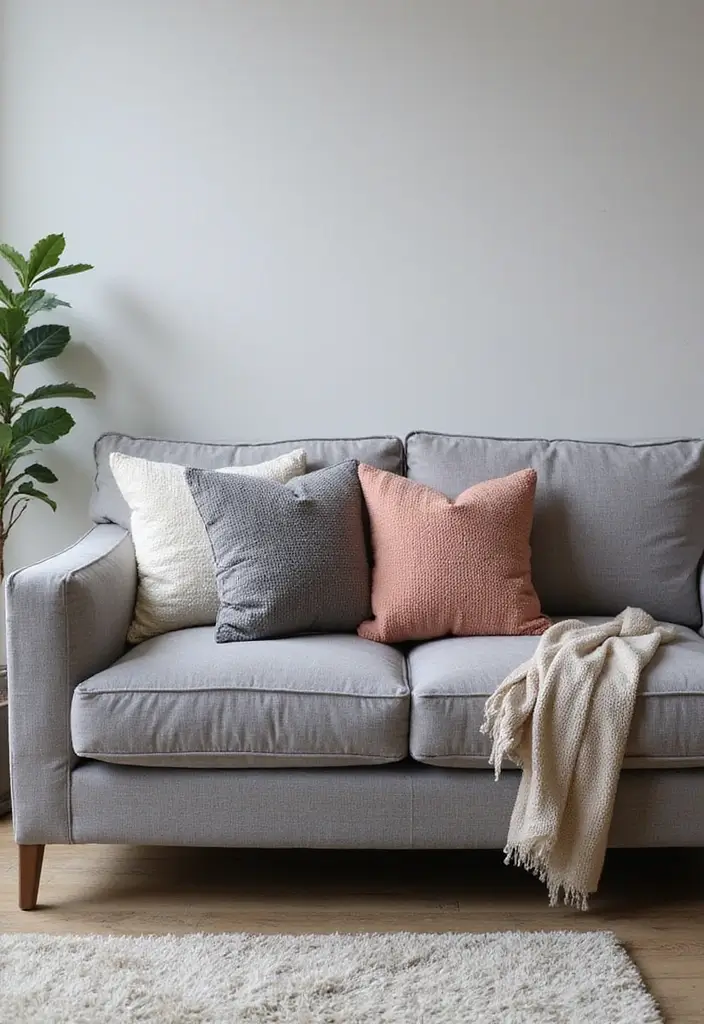 27 Pillows on Gray Couches That Always Look Stylish 18 27 Pillows on Gray Couches That Always Look Stylish - 18. Soft Chenille Throws
