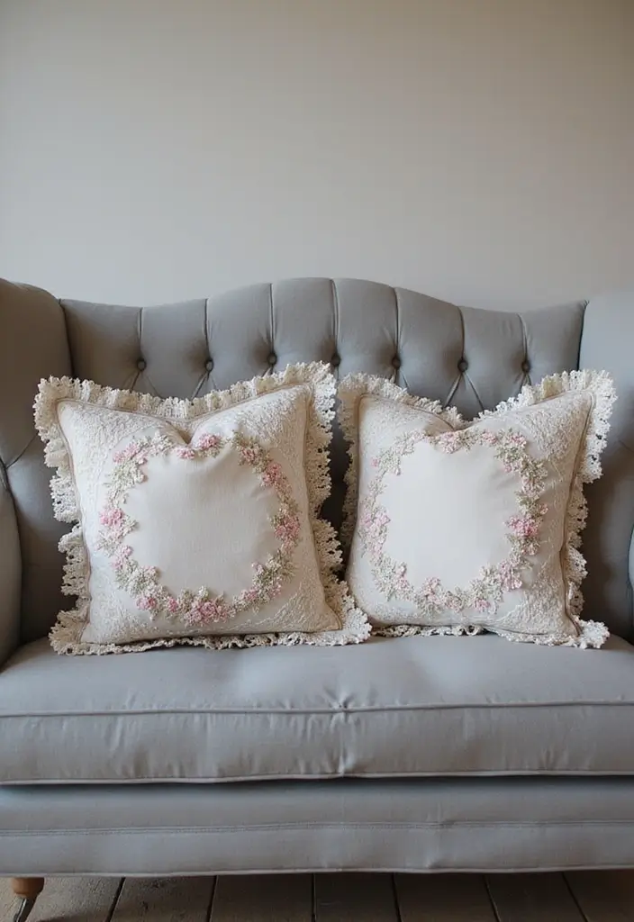 27 Pillows on Gray Couches That Always Look Stylish 19 27 Pillows on Gray Couches That Always Look Stylish - 19. Vintage Inspired