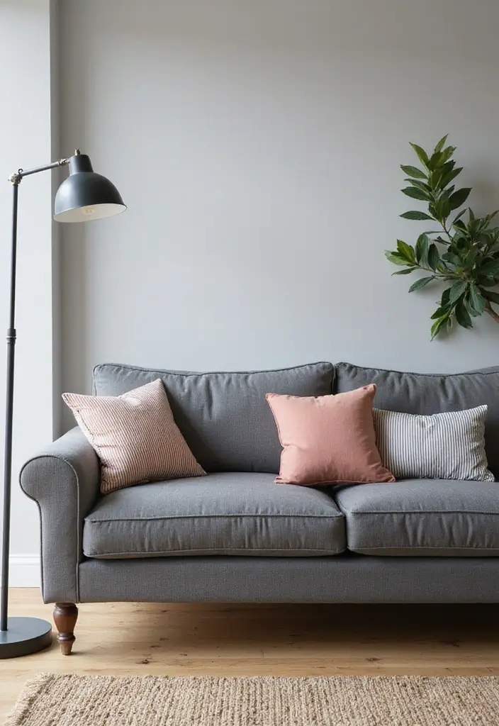 27 Pillows on Gray Couches That Always Look Stylish 8 27 Pillows on Gray Couches That Always Look Stylish - 8. Striped Pillows for a Classic Look