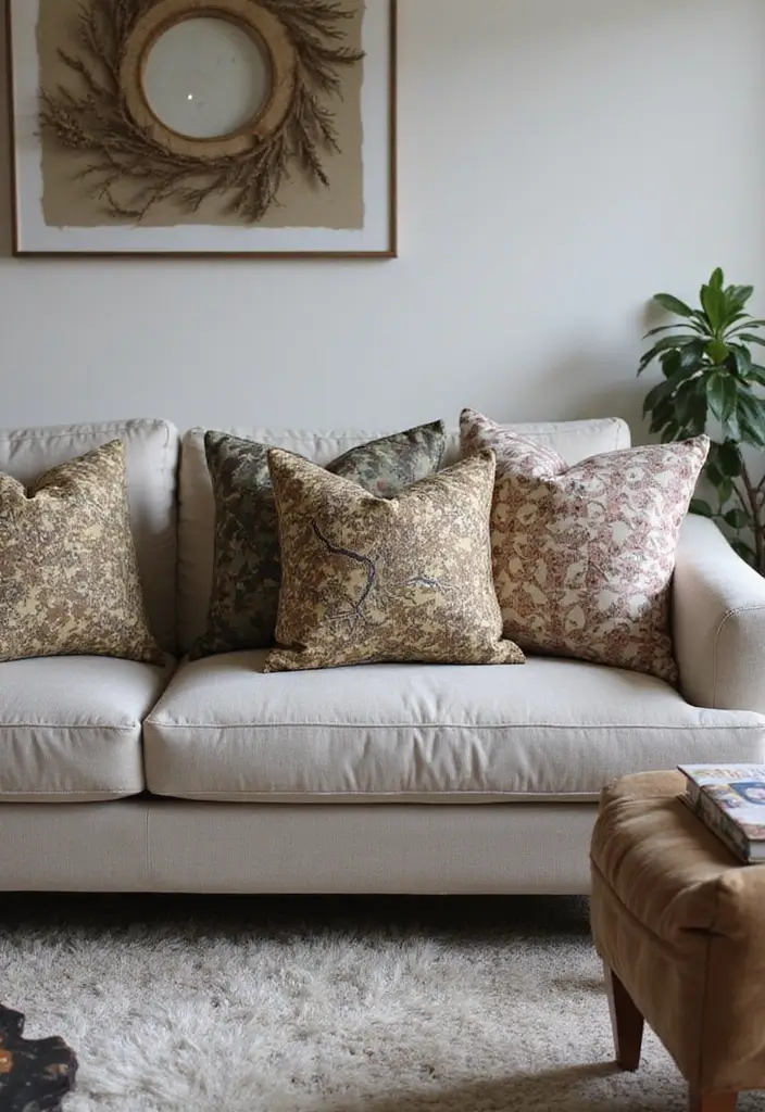 27 Sofa Decorating Ideas with Pillows That Transform Your Space 19 27 Sofa Decorating Ideas with Pillows That Transform Your Space - 19. Textured Patterns for Safety