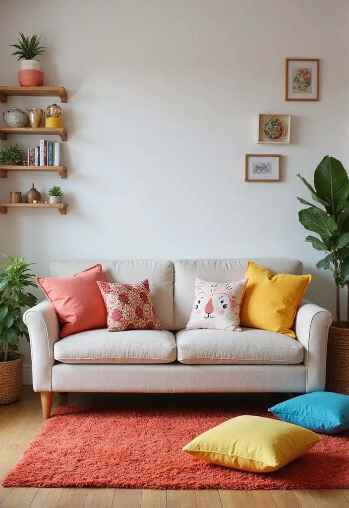 27 Sofa Decorating Ideas with Pillows That Transform Your Space 21 27 Sofa Decorating Ideas with Pillows That Transform Your Space - 21. Playful Accessories