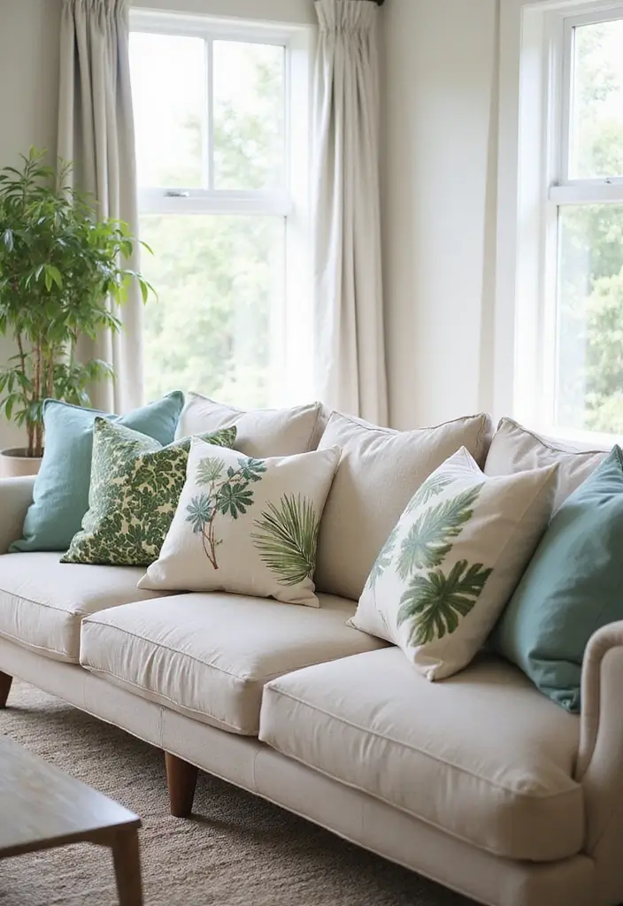 27 Sofa Decorating Ideas with Pillows That Transform Your Space 23 27 Sofa Decorating Ideas with Pillows That Transform Your Space - 23. Outdoor-Inspired Looks