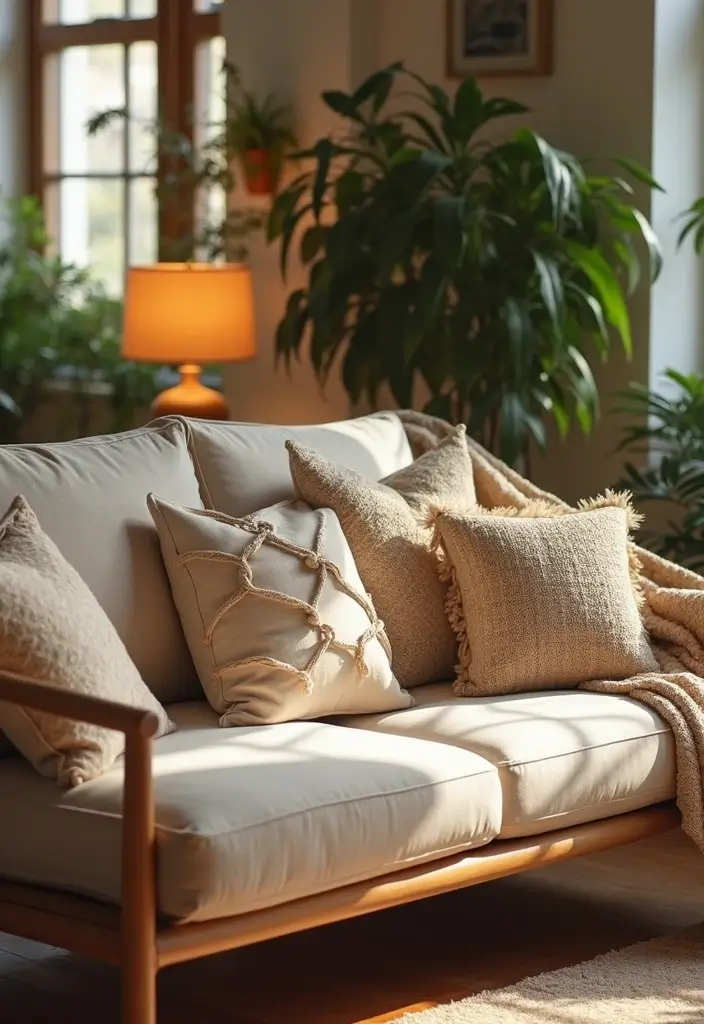 27 Sofa Decorating Ideas with Pillows That Transform Your Space 5 27 Sofa Decorating Ideas with Pillows That Transform Your Space - 5. Incorporate Natural Elements