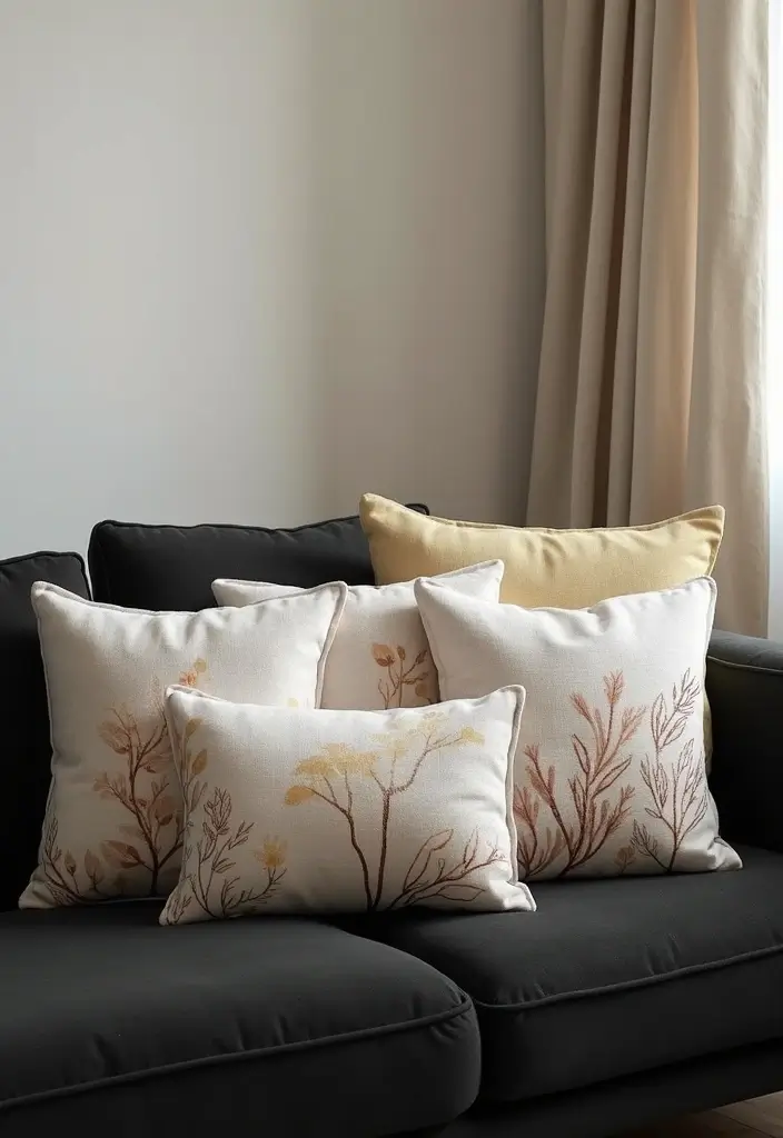 27 Throw Pillows for a Black Couch That Add Texture and Style 13 27 Throw Pillows for a Black Couch That Add Texture and Style - 13. Influences from Nature