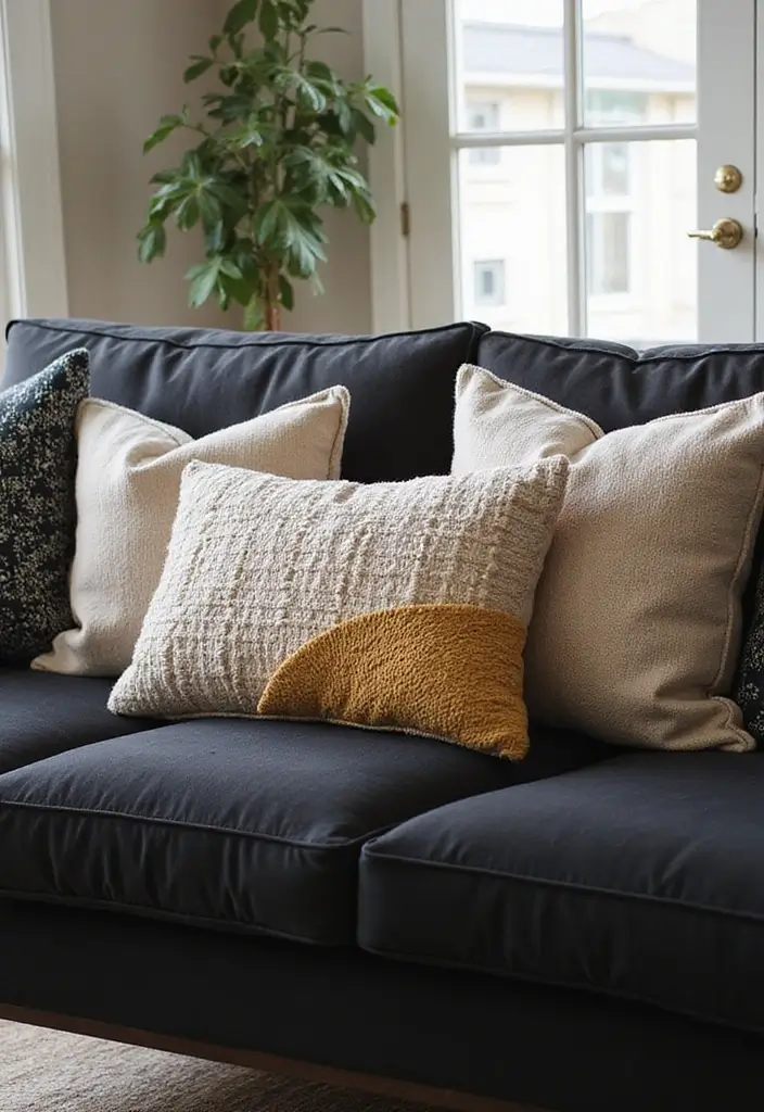 27 Throw Pillows for a Black Couch That Add Texture and Style 25 27 Throw Pillows for a Black Couch That Add Texture and Style - 25. Eco-Friendly Sourced Fabrics