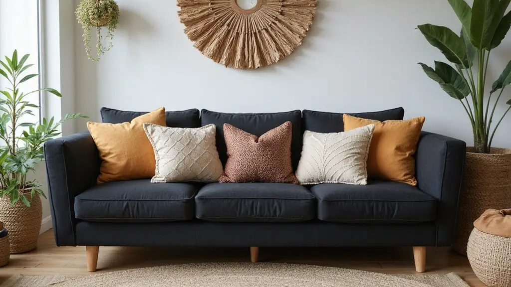 27 Throw Pillows for a Black Couch That Add Texture and Style