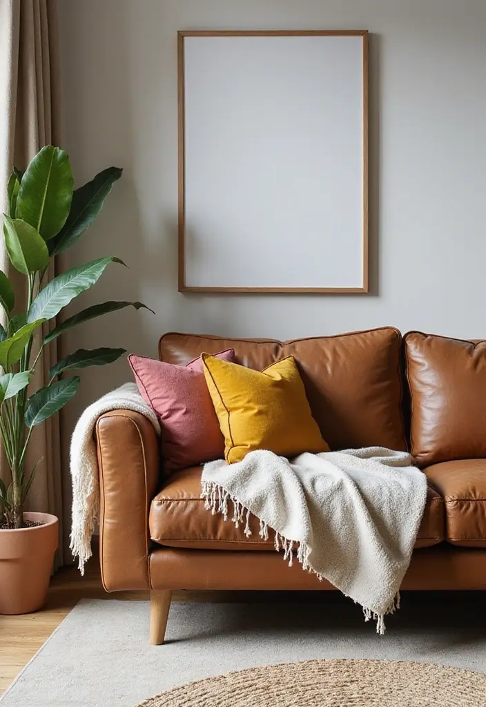 27 Throws for Brown Leather Sofas That Add Warmth and Contrast 11 27 Throws for Brown Leather Sofas That Add Warmth and Contrast - 11. Minimalist Solid Throws