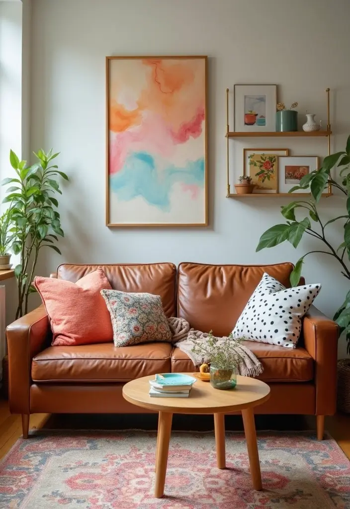 27 Throws for Brown Leather Sofas That Add Warmth and Contrast 17 27 Throws for Brown Leather Sofas That Add Warmth and Contrast - 17. Playful Polka Dots